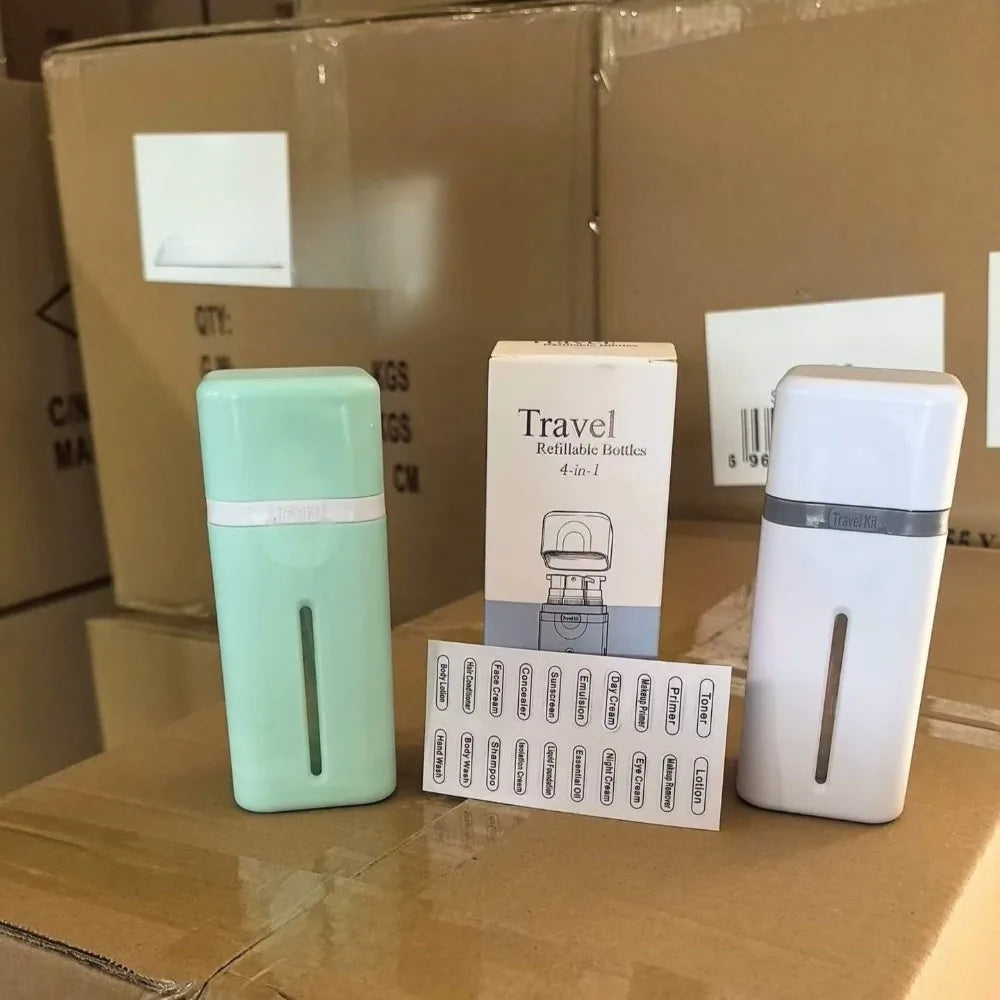 Set de Botellas Recargables de Viaje 4 en 1 – Kit de Viaje Portátil